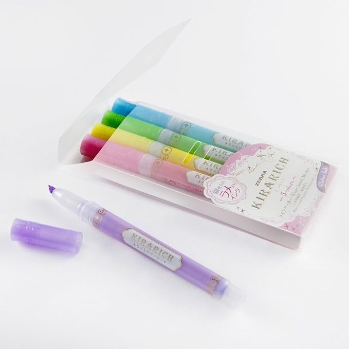 Zebra Glitter Highlighter, 5 Color Set - Image 5