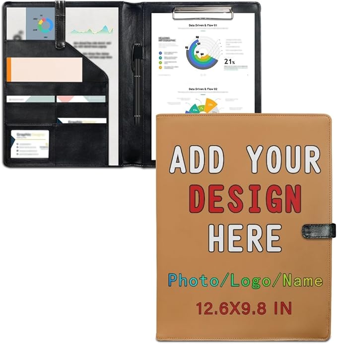Personalized Padfolio with Logo Photo Name, Custom Business Portfolio Folder by LMPTOEI