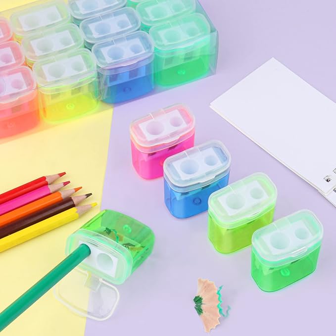 24 Pieces Pencil Sharpeners Manual Dual Holes Pencil Sharpener - Image 7
