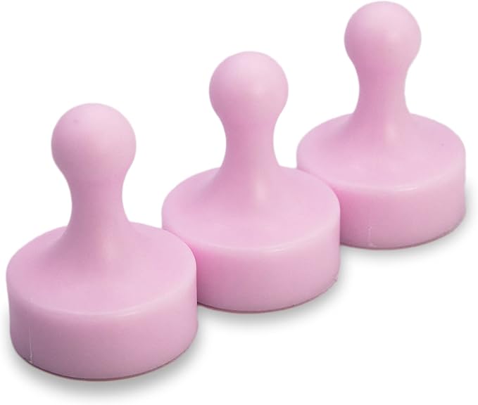 GLASSBOARD STUDIO Powerful Neodymium Magnets, Pawn-Shaped - Strong Fridge/Refrigerator and Whiteboard Magnet, Ideal for Office, Kitchen, Crafts - Rare Earth, Heavy Duty (3, Cotton Candy Pink)-DeskLoop Office