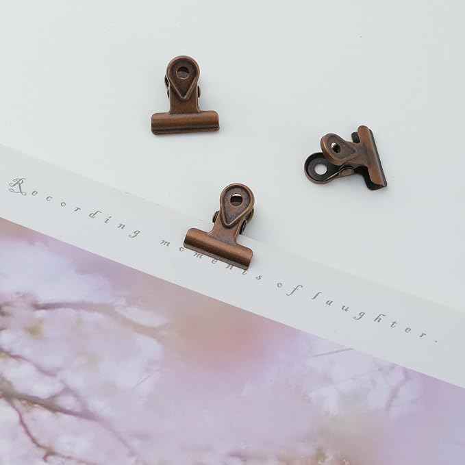 Xiaoyztan Mini Clips, 20mm Wide Red Bronze Bulldog Clips Paper Clip Binder Bull - Image 5