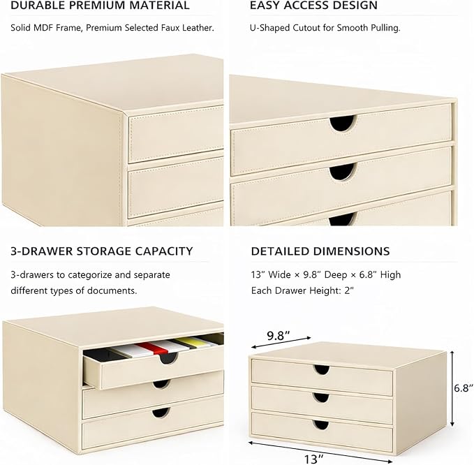 UnionBasic Document Organizer, 3-Drawer File Cabinet Document Storage Box - Image 3