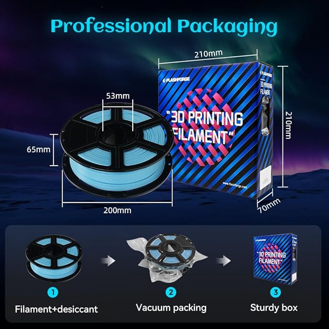 FLASHFORGE Glow in The Dark Rapid PLA Filament 1.75mm, High Flow Speedy 3D Printer Filament Luminous Blue, Max 500mm/s High-Speed Printing, High Brightness and Long-Lasting Glowing Effect-DeskLoop Office