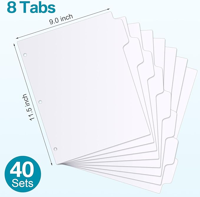 Fulmoon 320 Pieces 3 Ring Binder Dividers - Image 2