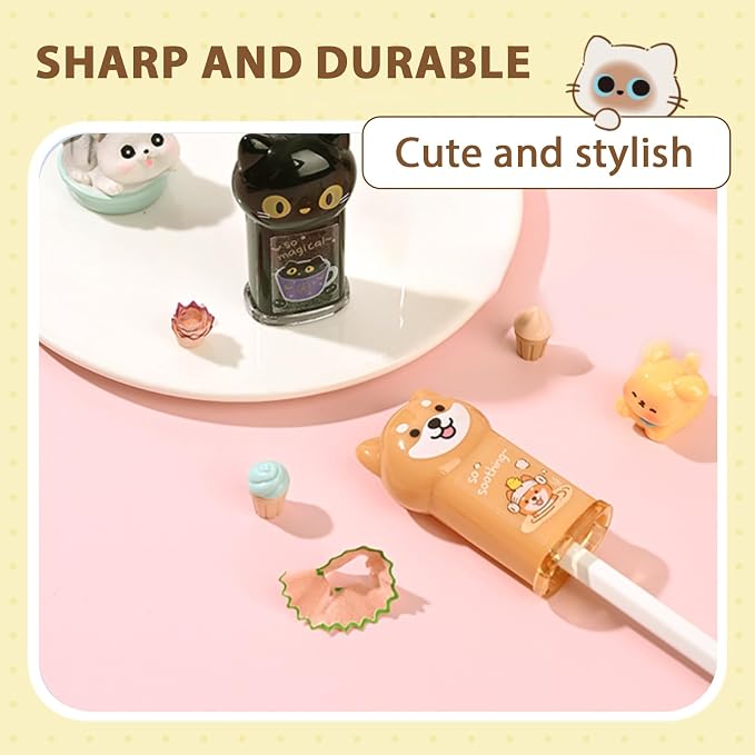 2Pcs Cute Cat Pencil Sharpener and 2Pcs Cute Cat Retractable Eraser - Image 4