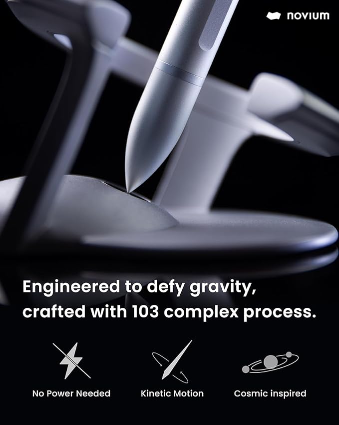 novium Hoverpen Interstellar - German-engineered Ballpoint Pen with Magnetic Features, Starlight Silver-DeskLoop Office