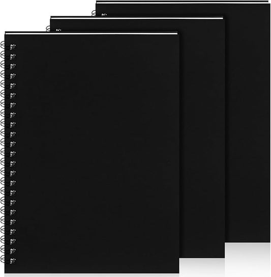 Yahenda 3 Pcs Spiral Notebook Bulk A5 Journal Lined 8.3'' x 5.5'' Writing Composition Paper Small Notepad Subject Notebook for Students Office Business Back to School Supplies (Black)-DeskLoop Office