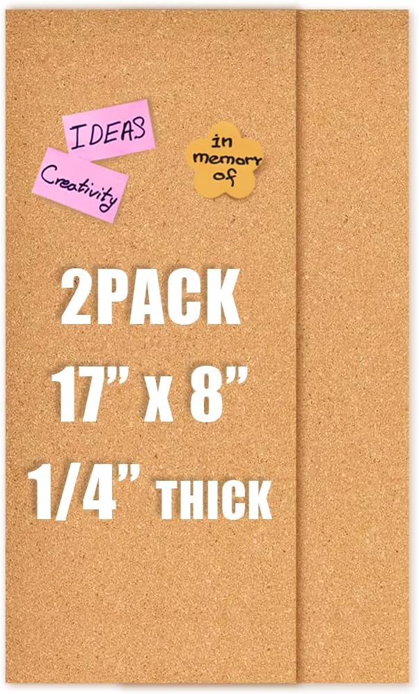17x8 Cork Board Tiles Bulletin Board, 1/4" Thick Self-Adhesive Cork Boards by Aitakatta