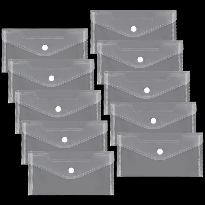 Plastic Envelopes 10 Pack Clear Document Folders，Plastic Envelopes by Unknown