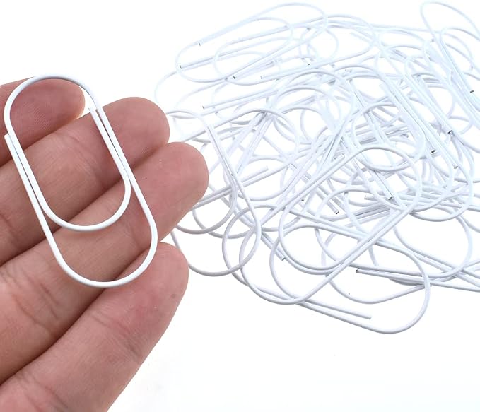 HAHIYO Paper Clips 2 inches Length White Wide Paperclips Vinyl Coated Prevent by HAHIYO
