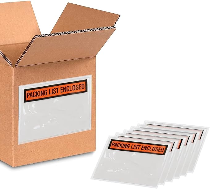 PSBM 1000 PCS 4.5 x 5.5 Inch Orange Panel Face Packing List Enclosed Envelopes by PackagingSuppliesbymail