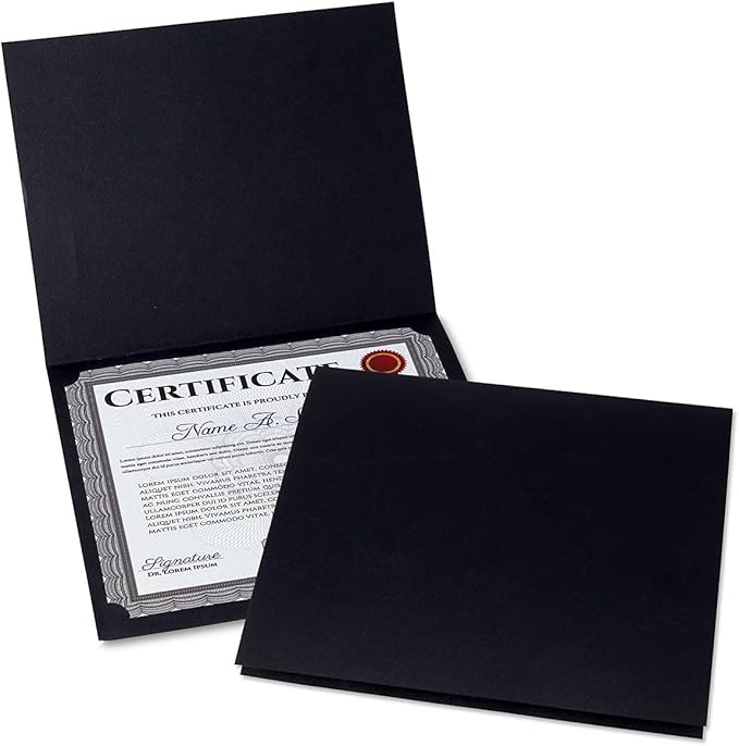Plain Black Certificate Folders by Fine+Stationery