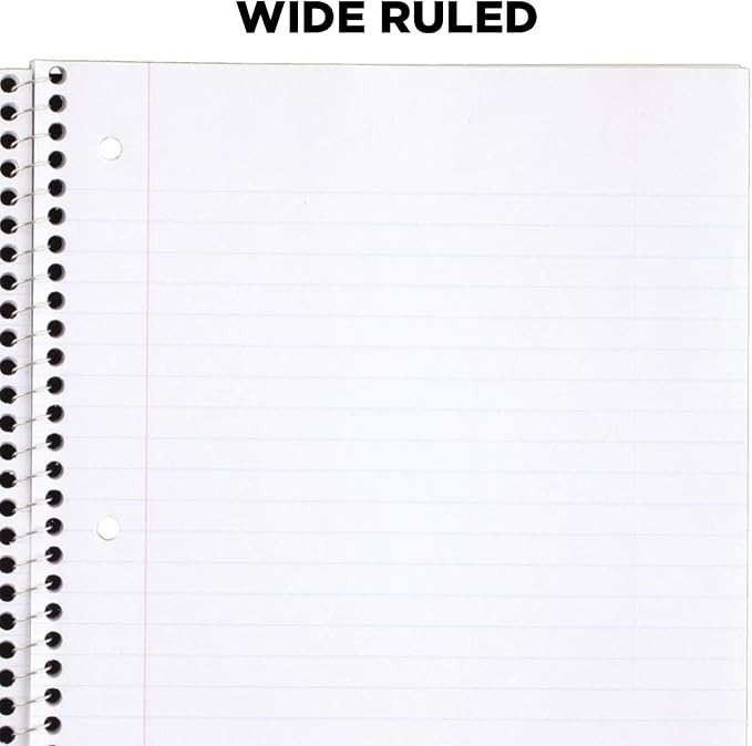 Mead Spiral Notebooks, 1 Subject, Wide Ruled Paper, 70 Sheets, 10-1/2 x 7-1/2 - Image 5