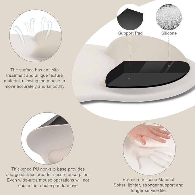 MOSISO Wrist Rest Support for Mouse Pad&Keyboard Set, Circle Curved Ergonomic - Image 2