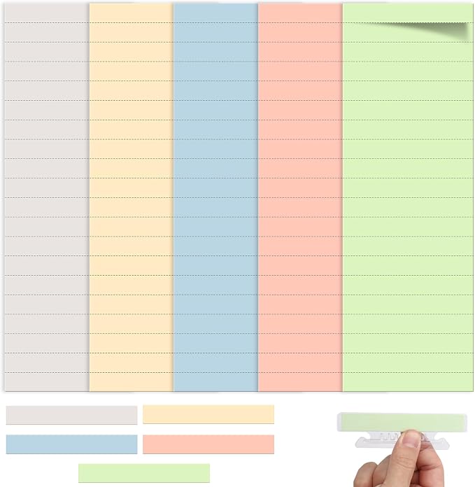 100 Pcs Hanging File Folder Tab Inserts 4 Inch Colored Blank File Tab Hanging by SMAODSGN