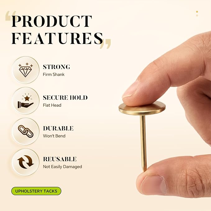 100pcs Heavy-Duty Gold Thumb Tacks, Long Needlepoint Tacks & Gold Push Pins - Image 4