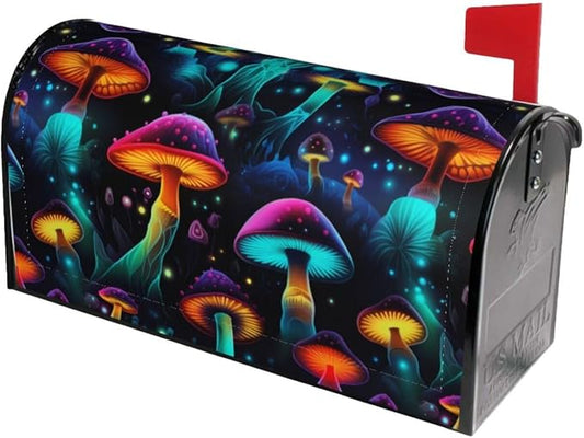 Ouqiuwa Colorful Mushrooms Welcome Magnetic Mailbox Cover, Mailbox Wrap by Ouqiuwa