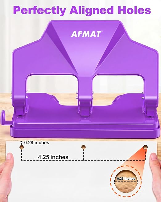AFMAT 3 Hole Punch Heavy Duty, 40-Sheet Three Hole Punch, 50% Reduced Effort - Image 5