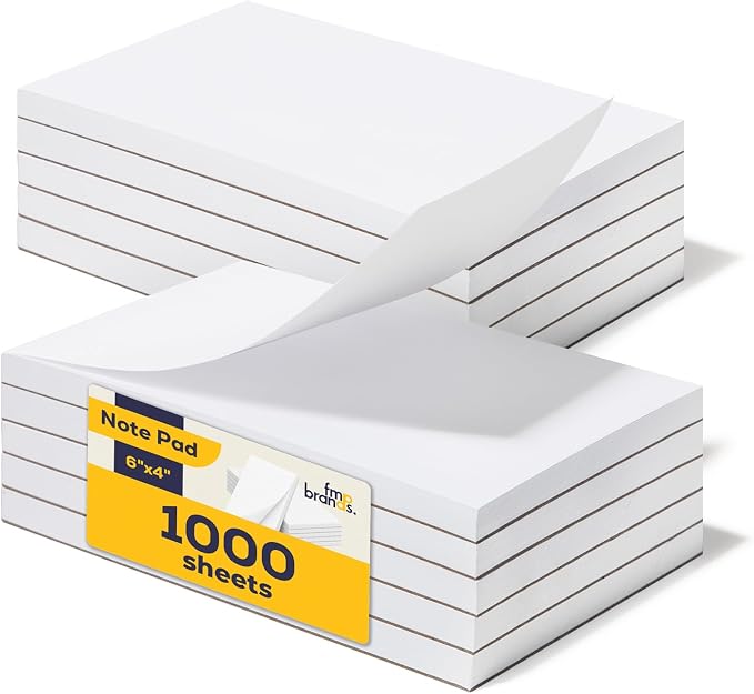 FMP Brands 10 Pack Note Pads 4x6, 100 Sheets Per Memo Pad, Writing Scratch Pad by FMPBrands