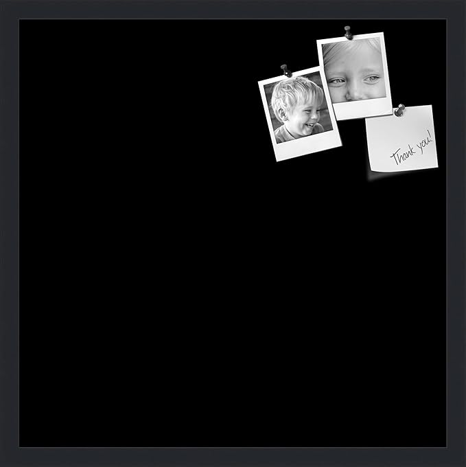 PinPix 22x22 Inch Cork Bulletin Board. This Decorative Framed Pin Board Comes with Solid Black Design and a Satin Black Frame. Ideal for Home Office Decor or Message Board (PinPix-622)-DeskLoop Office