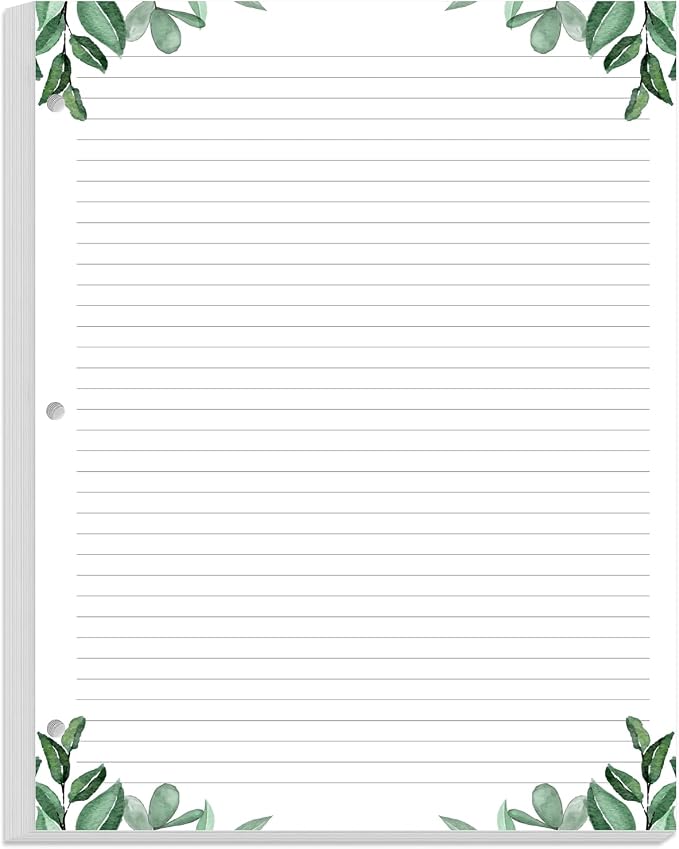 A4 Lined Refill Paper, 3-Hole Punched Ruled Filler Paper, 100Sheets / 200Pages by Yaridar