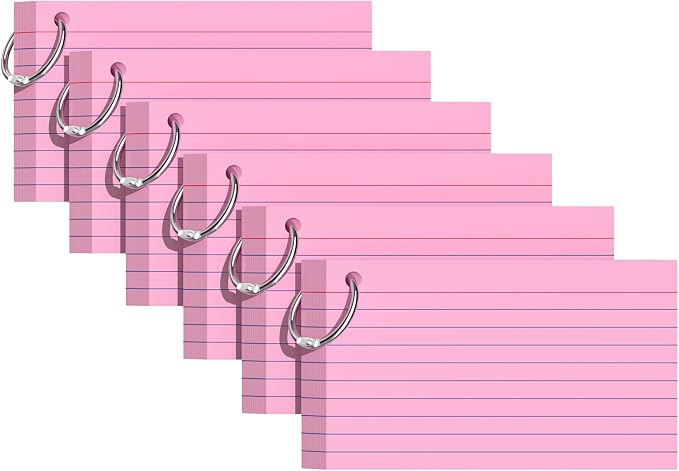 Index Cards 3x5 Inches, Punched Lined Study Card Ruled Flashcards Notecards by Glyanlee