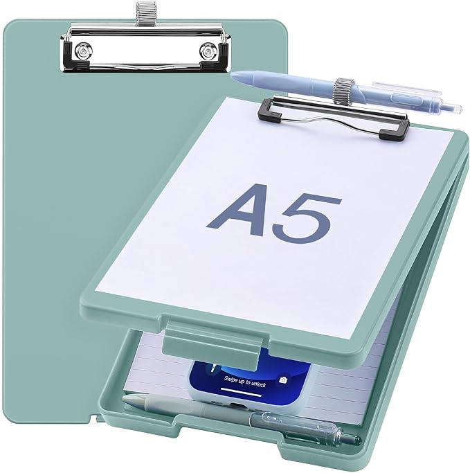 Meiikun Small Clipboard with Storage, A5 Clipboards with Pen Holder, Half by Meiikun