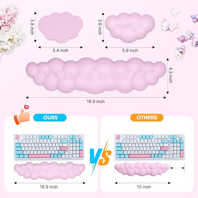 JIKIOU Upgrade Leather Cloud Keyboard Wrist Rest, Cloud Wrist Rest - Image 2