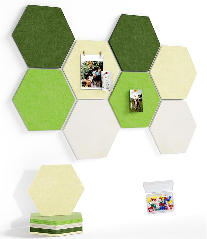 8 Pack Hexagon Felt Bulletin Board Tiles by Uoisaiko