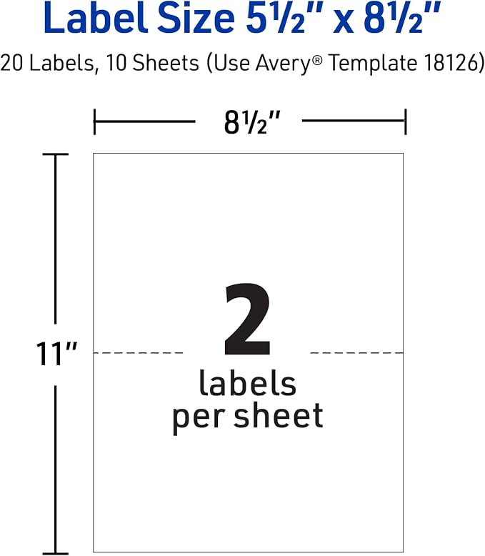 Avery Half-Sheet Printable Shipping Labels, 5.5" x 8.5" Customizable Stickers - Image 5