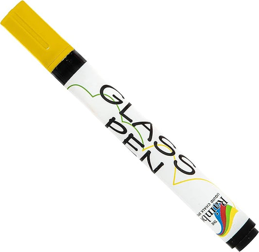 Glass Pen Window Marker: Liquid Chalk Pens for Glass, Whiteboard Markers with Washable Paint - Graduation, Car Windows, Mirror Pen, Storefront, Wedding, Parade, Party & Holiday (Yellow, Fine Tip)-DeskLoop Office