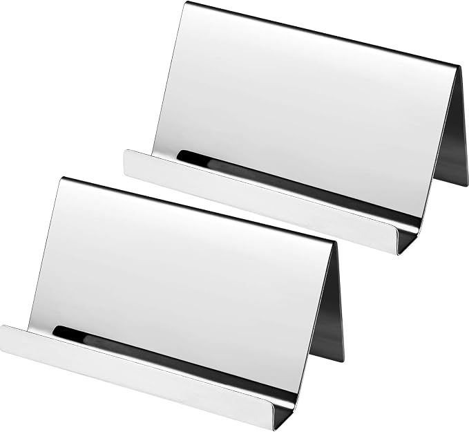 Maxdot 2 Pack Stainless Steel Business Cards Holders Desktop Credit Name Card by Maxdot