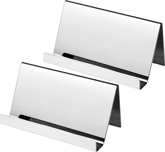 Maxdot 2 Pack Stainless Steel Business Cards Holders Desktop Credit Name Card by Maxdot