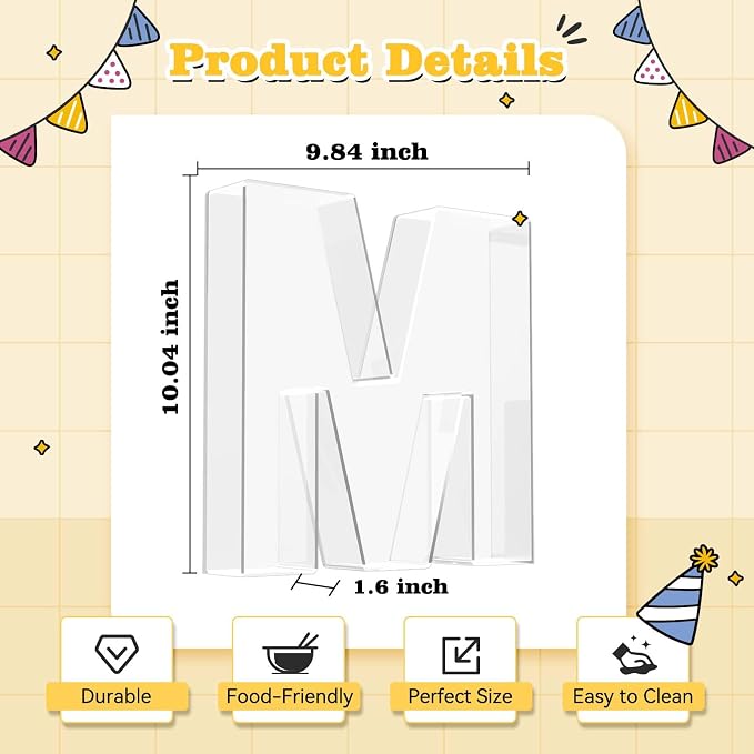 Ledido 10’’ Acrylic Letter Charcuterie Board Box, Reusable Fillable Serving Tray - Image 3