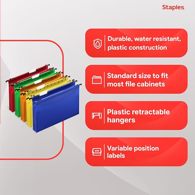 Staples Poly Expanding Hanging File Pockets, Letter Size, Durable Poly - Image 4
