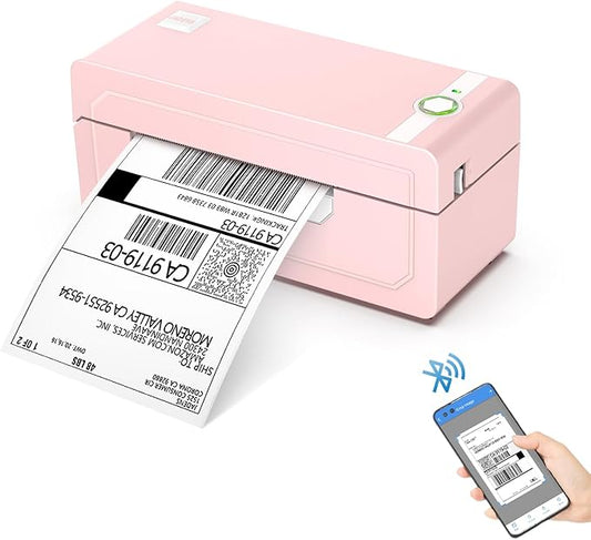 JADENS Bluetooth Thermal Label Printer 4x6, Pink Wireless Shipping Label Printer for Small Business & Packages, Compatible with iOS, Android, Mac, Windows, Amazon, Etsy, Ebay, Shopify-DeskLoop Office