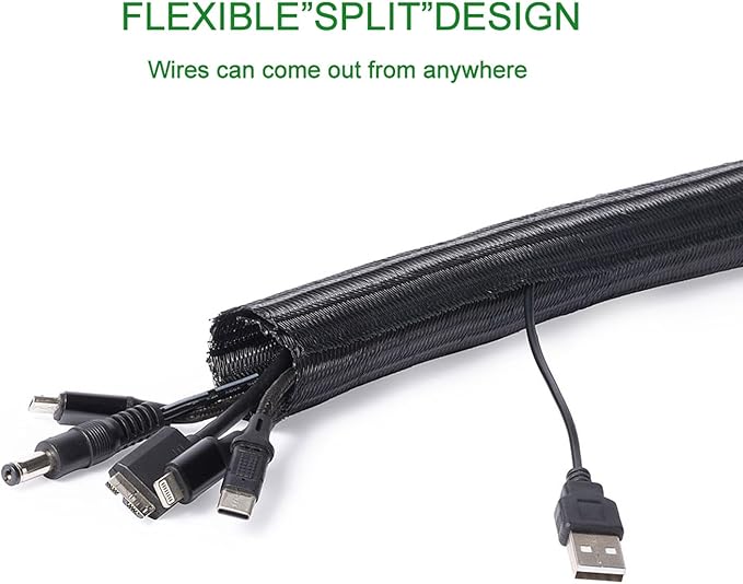 QCSIW 3/4" 25ft Expandable Braided Cable Sleeve Split Wire Loom Tubing – - Image 2