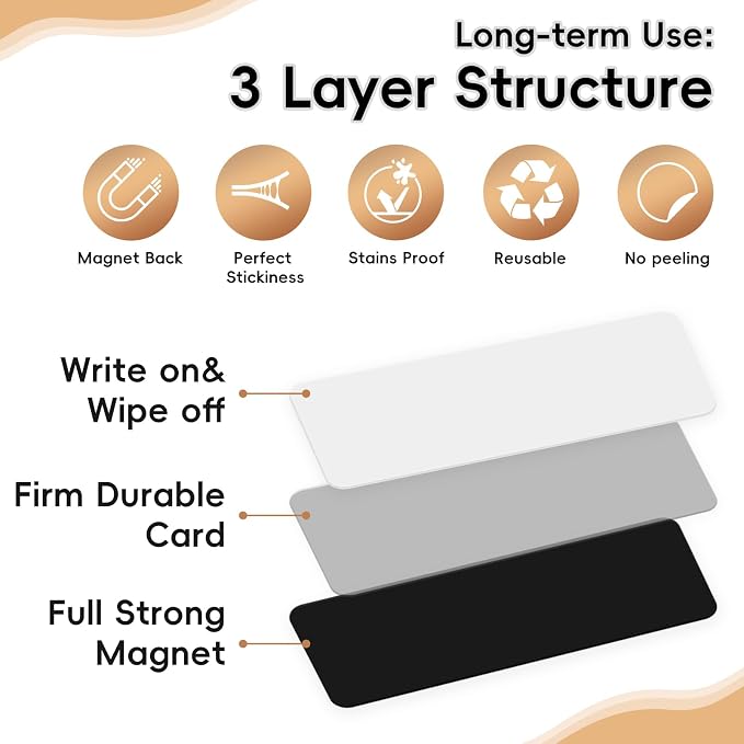 48 Pieces White Magnetic Dry Erase Labels, Real Reusable Strips - Image 4