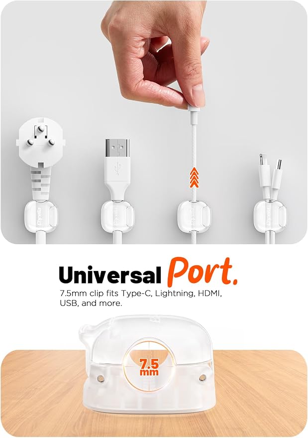 Cable Clips, 8 Pack Cord Holder Cord Organizer Spring Cord Clips Phone Charger - Image 4