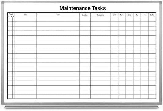 Maintenance Tasks Whiteboard 36"x 24" by CreativeSafetySupply