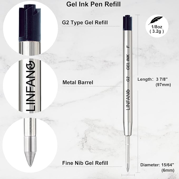 Black Gel Ink Pen Refills Ballpoint Black, 12 Pack Gel Pens Refills Fine Point - Image 2