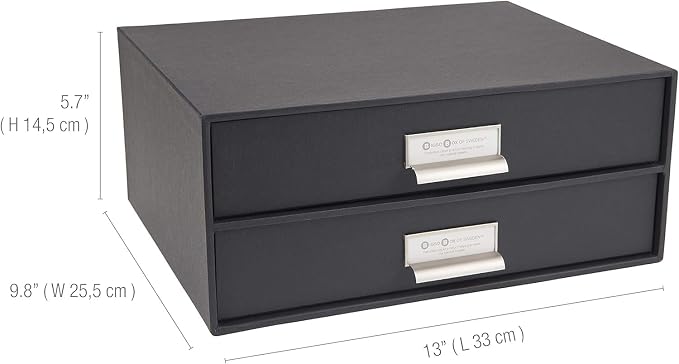 Bigso Box of Sweden Birger 2-Drawer Fiberboard Label Frame Document Letter Box - Image 3