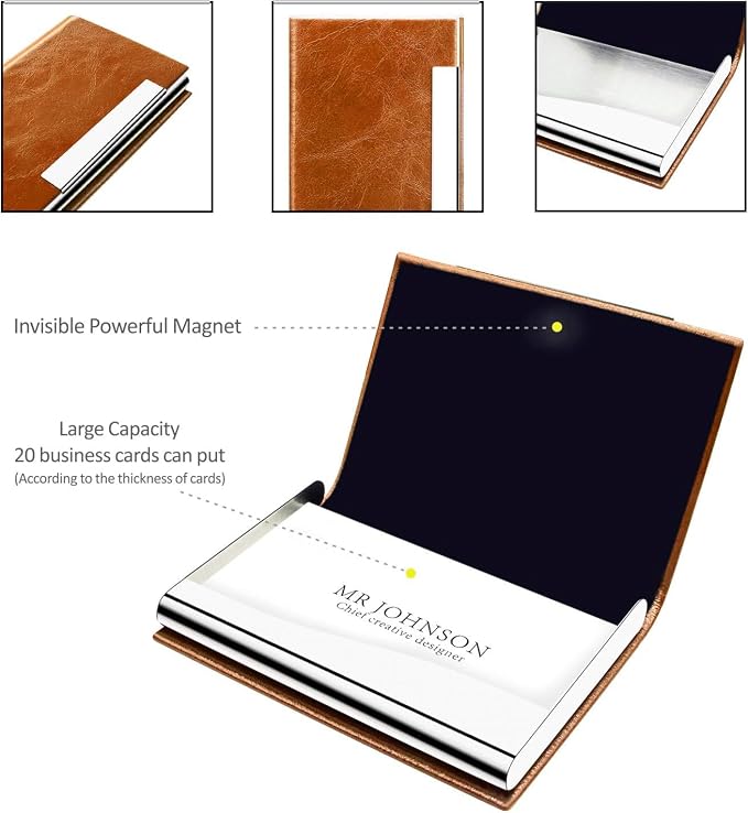 Padike Business Card Holder, Business Card Case Professional PU Leather & - Image 3