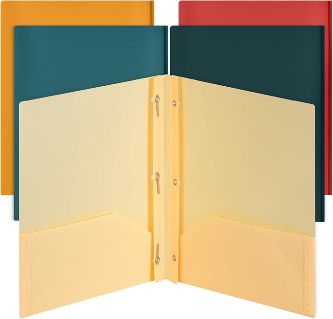 Mr. Pen- Plastic Folders with Pockets and Prongs, 5 Pack, Letter Size | Vintage by MrPen