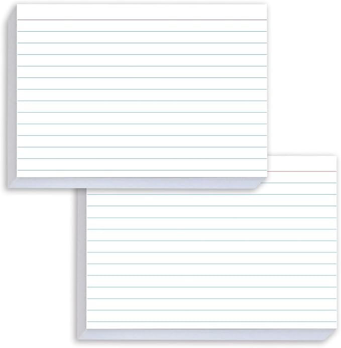 White Index Cards 5x7 Ruled, Lined Index Cards, Study Cards, Flashcards by MEIOPUOYEAM