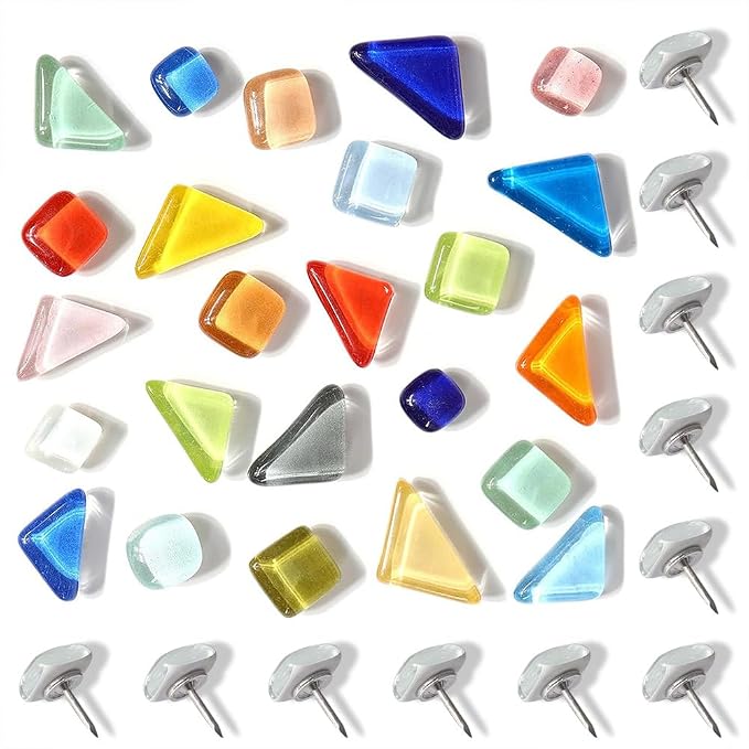 24pcs Decorative Cute Push Pins Mixed Random Shaped Glass Thumbtacks Thumb by Aoxsie