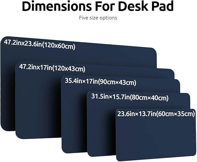 YSAGi Leather Desk Pad Protector, Office Desk Mat, Large Mouse Pad, Non-Slip PU Leather Desk Blotter, Laptop Desk Pad, Waterproof Desk Writing Pad for Office and Home (Dark Blue, 47" x 17")-DeskLoop Office