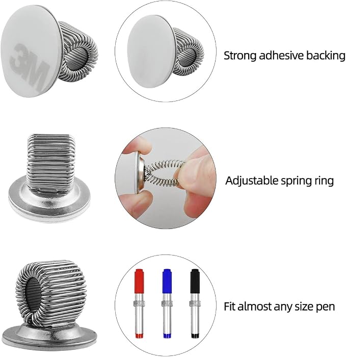 8 Pcs Manganese Steel Pen Holder Clips Self Adhesive Pencil Organizer - Image 4