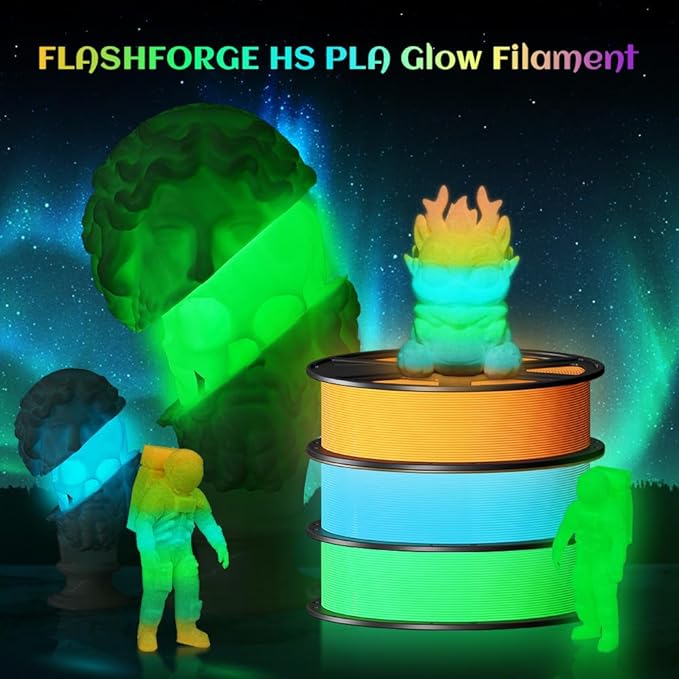 FLASHFORGE Glow in The Dark Rapid PLA Filament 1.75mm, High Flow Speedy 3D Printer Filament Luminous Red, Max 500mm/s High-Speed Printing, High Brightness and Long-Lasting Glowing Effect-DeskLoop Office