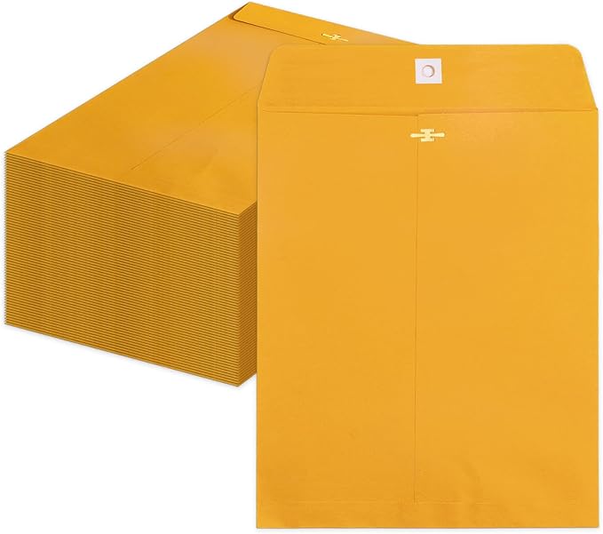 Geofun 100 Pack 12x15.5 Inch Clasp Envelopes, Large Manila Envelopes by Goefun